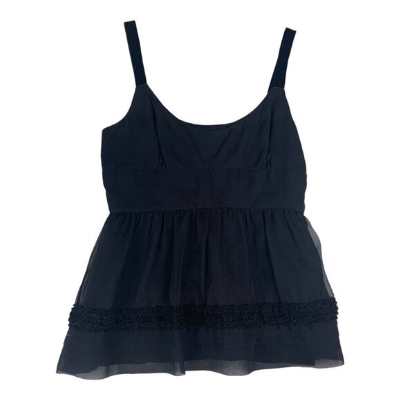 Jill Stuart women's medium black ruffle silk tank - Picture 1 of 9